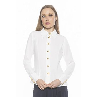 Women's ALEXIA ADMOR Leland Collared Button Down Shirt With Wide Cuff
