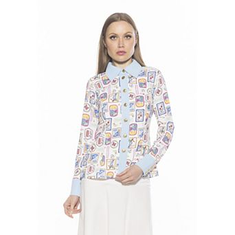 Women's ALEXIA ADMOR Leland Collared Button Down Shirt With Wide Cuff