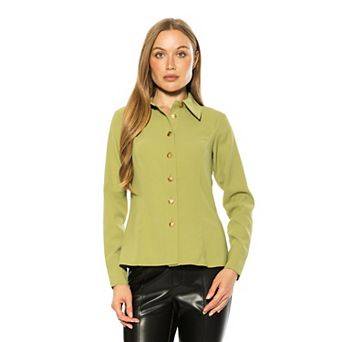 Women's ALEXIA ADMOR Leland Collared Button Down Shirt With Wide Cuff
