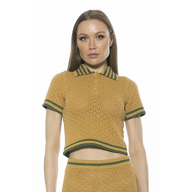 Women's ALEXIA ADMOR Brinley Knit Polo Button Placket Short Sleeve Top
