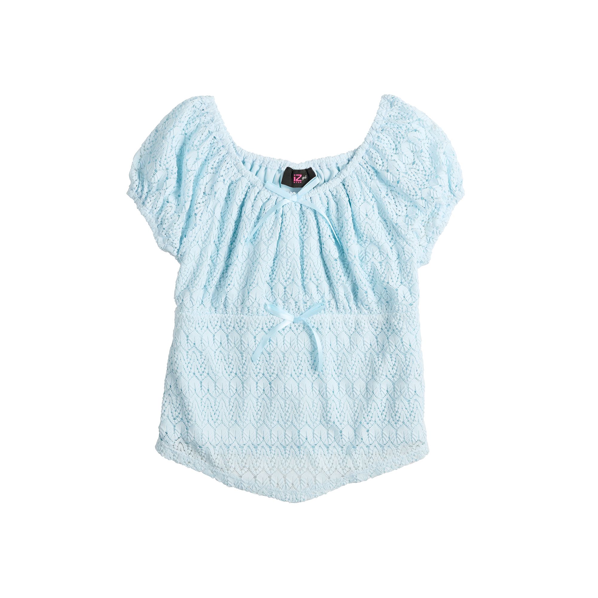 Girls 4-16 IZ Byer Short Sleeve Empire Pointed Front Hem Peasant Top, Girl