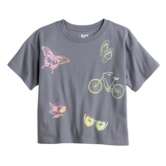 Girls 6-20 SO® Short Sleeve Boxy Graphic Tee in Regular & Plus Size