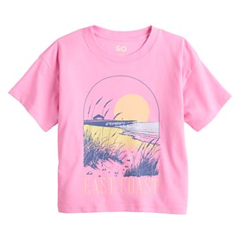Girls 6-20 SO® Short Sleeve Boxy Graphic Tee in Regular & Plus Size
