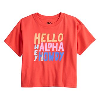Girls 6-20 SO® Short Sleeve Boxy Graphic Tee in Regular & Plus Size
