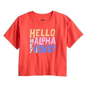 Girls 6-20 SO® Short Sleeve Boxy Graphic Tee in Regular & Plus Size