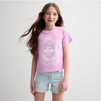 Girls 6-20 SO® Short Sleeve Boxy Graphic Tee in Regular & Plus Size