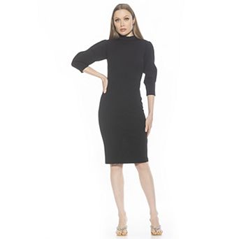 Women's ALEXIA ADMOR Logan Mock Neck Sheath Dress With Puff Sleeves