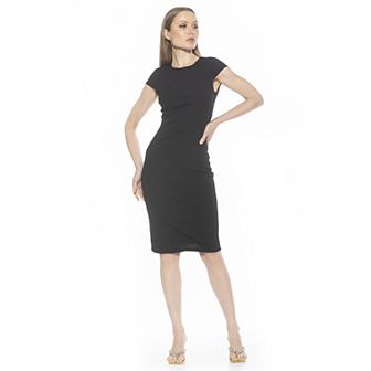 Women's ALEXIA ADMOR Evan Crewneck Sheath Dress With Front Bow Detail