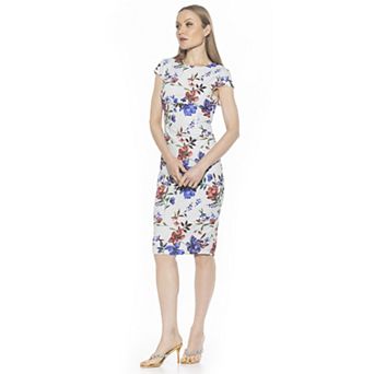 Women's ALEXIA ADMOR Evan Crewneck Sheath Dress With Front Bow Detail