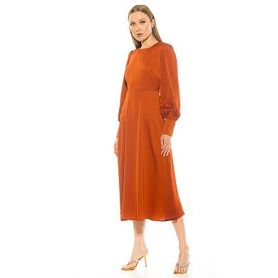 Women's ALEXIA ADMOR Sophie Fit & Flare Blouson Sleeve Midi Dress