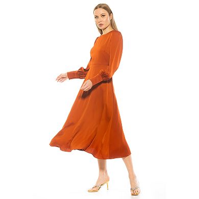 Women's ALEXIA ADMOR Sophie Fit & Flare Blouson Sleeve Midi Dress