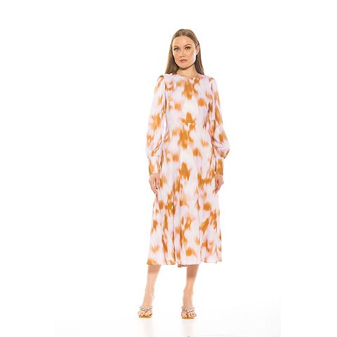 Женские платья ALEXIA Women's ALEXIA ADMOR Sophie Fit & Flare Blouson Sleeve Midi Dress