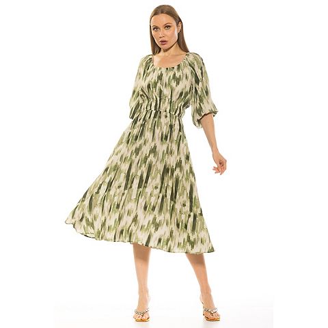 Женские платья ALEXIA Women's ALEXIA ADMOR Emily Fit & Flare Scoopneck Shirred Dress