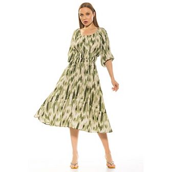 Women's ALEXIA ADMOR Emily Fit & Flare Scoopneck Shirred Dress