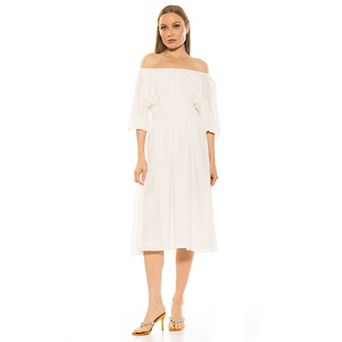 Women's ALEXIA ADMOR Emily Fit & Flare Scoopneck Shirred Dress