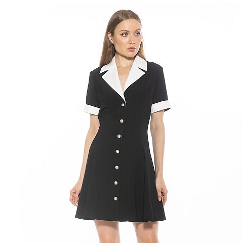 Женские платья ALEXIA Women's ALEXIA ADMOR Linus Collar Fit & Flare Button-Down Dress