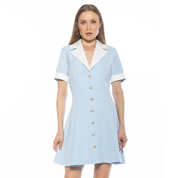 Alexia Admor Women's Linus Collar Fit And Flare Dress, Blue, 12