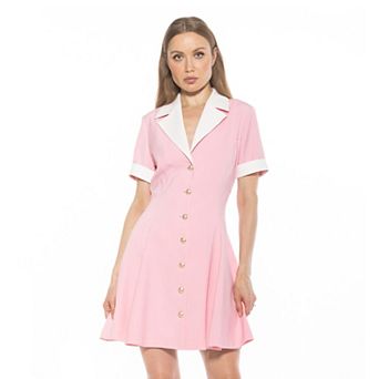 Women's ALEXIA ADMOR Linus Collar Fit & Flare Button-Down Dress