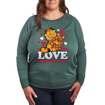 Plus Size Garfield Love French Terry Long Sleeve Tee