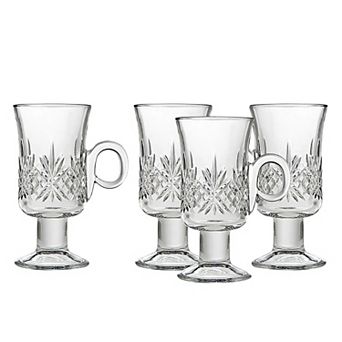 Godinger Silver Dublin Crystal Irish Coffee Mug 4 pc Set