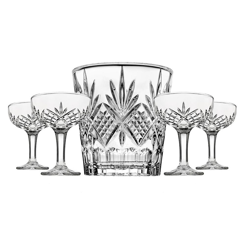 Godinger 5-Piece Silver Dublin Crystal Glass & Champagne Ice Bucket Set