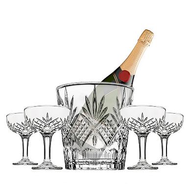 Godinger 5-Piece Silver Dublin Crystal Glass & Champagne Ice Bucket Set