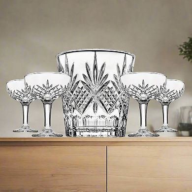 Godinger 5-Piece Silver Dublin Crystal Glass & Champagne Ice Bucket Set