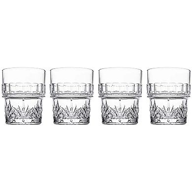 Godinger Silver 4-Pack Dublin Crystal Stackable Double Old Fashioned Glasses