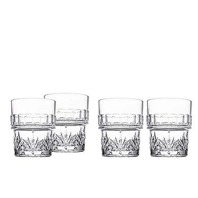Godinger Silver 4-Pack Dublin Crystal Stackable Double Old Fashioned Glasses