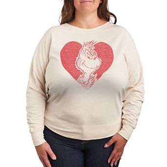 Plus Size Dr. Seuss Grinch Heart French Terry Long Sleeve Tee