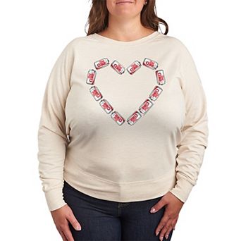 Plus Size Diet Coke Can Heart French Terry Long Sleeve Tee
