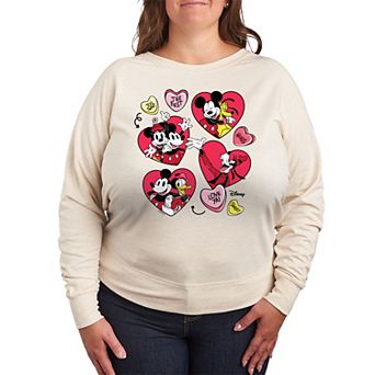 Disney's Mickey Mouse & Friends Plus Size Candy Hearts French Terry Long Sleeve Tee