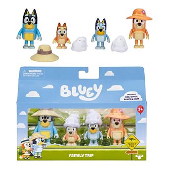 Bluey 4 pc Family Trip Action Figure Set