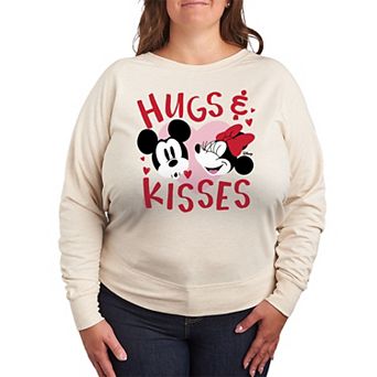Disney's Mickey & Minnie Mouse Plus Size Hugs & Kisses French Terry Long Sleeve Tee