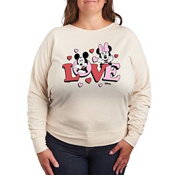 Disney's Mickey & Minnie Mouse Plus Size Love French Terry Long Sleeve Tee