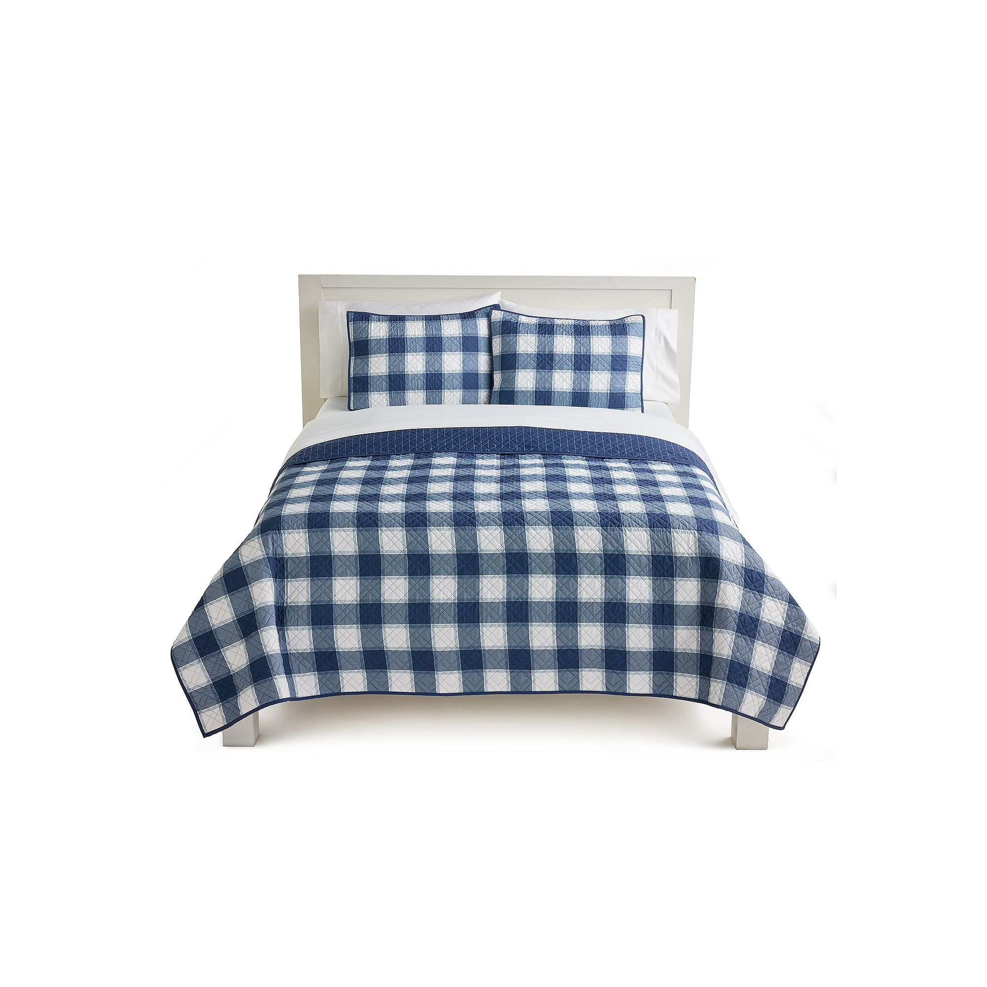 The Big One® Aiden Navy Plaid Quilt Set with Shams, Aiden Blue Plaid