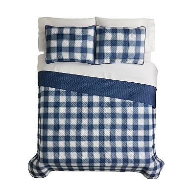 The Big One Aiden Navy Plaid Quilt Set with Shams