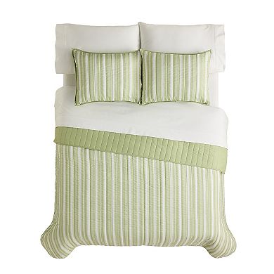 The Big One Cillan Green Stripe Quilt Set with Shams