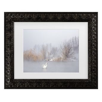 Trademark Fine Art The Winter Swan Black Matted Framed Wall Art