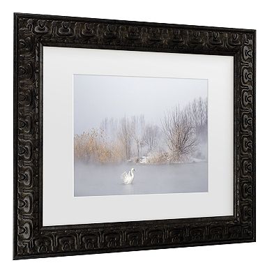 Trademark Fine Art The Winter Swan Black Matted Framed Wall Art