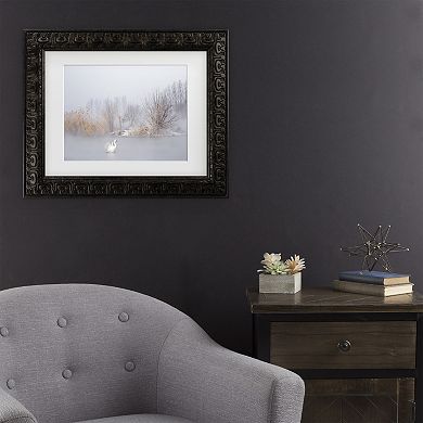 Trademark Fine Art The Winter Swan Black Matted Framed Wall Art