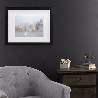Trademark Fine Art The Winter Swan Black Matted Framed Wall Art