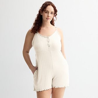 Plus Size Sonoma Goods For Life® Elevated Rib Pajama Romper