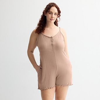 Plus Size Sonoma Goods For Life® Elevated Rib Pajama Romper