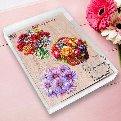 Flowers Wooden Christmas Ornaments Set Of 3 By G. Debrekht