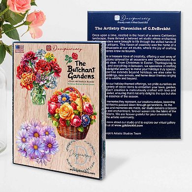 Flowers Wooden Christmas Ornaments Set Of 3 By G. Debrekht