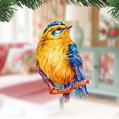 Forest Birds Wooden Christmas Ornaments Set Of 3 By G. Debrekht