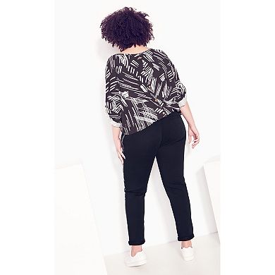 Avenue Women's Plus Size Shay Side Stripe Denim Jogger