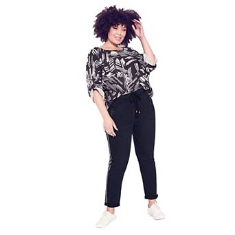 Avenue Women's Plus Size Shay Side Stripe Denim Jogger