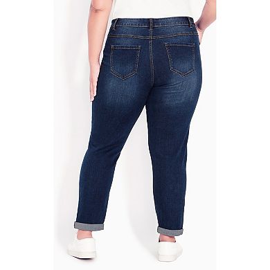 Avenue Women's Plus Size Tall Denim Girlfriend Stretch Jean
